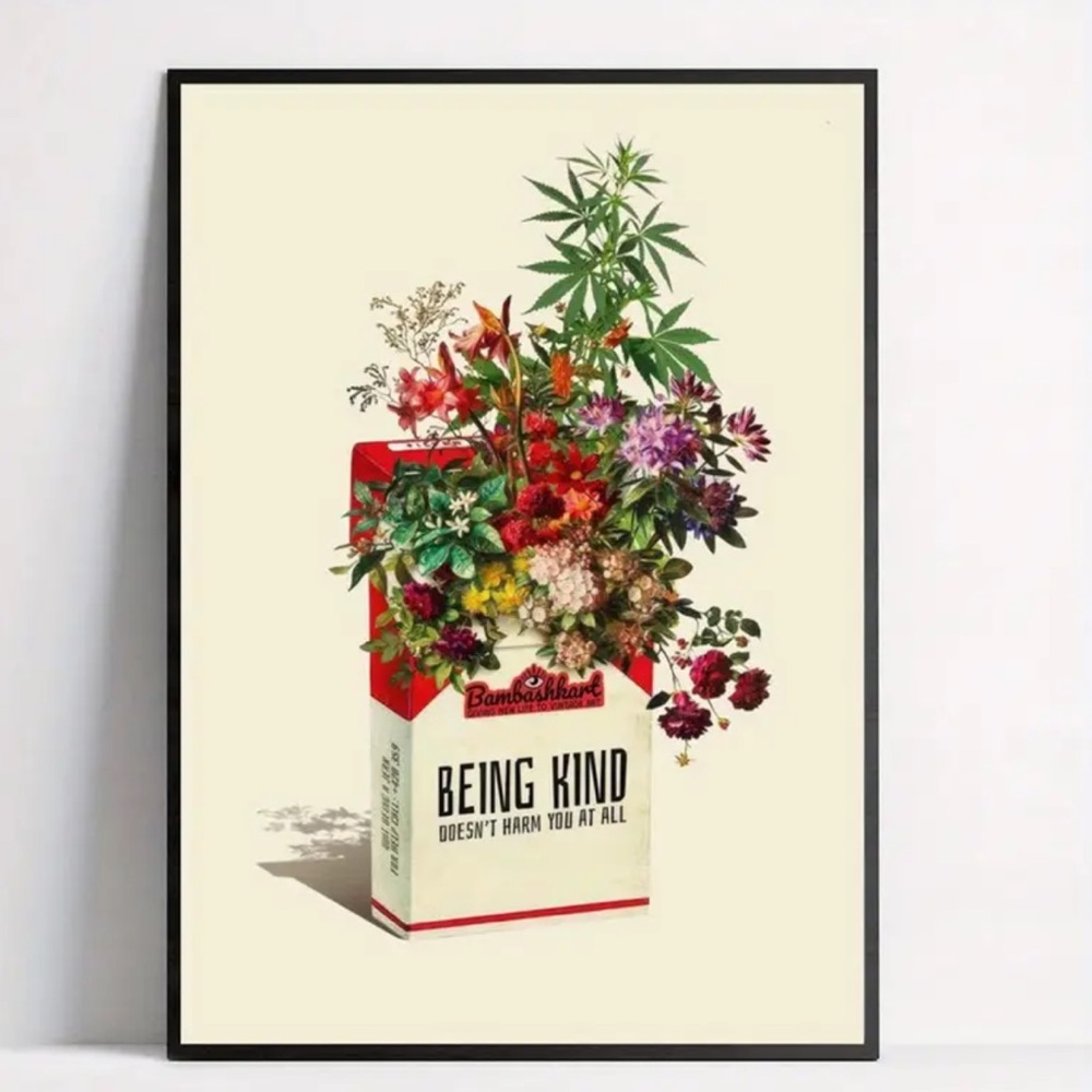 “Being Kind” Cigarette Art Canvas Print Retro Style Wall Art